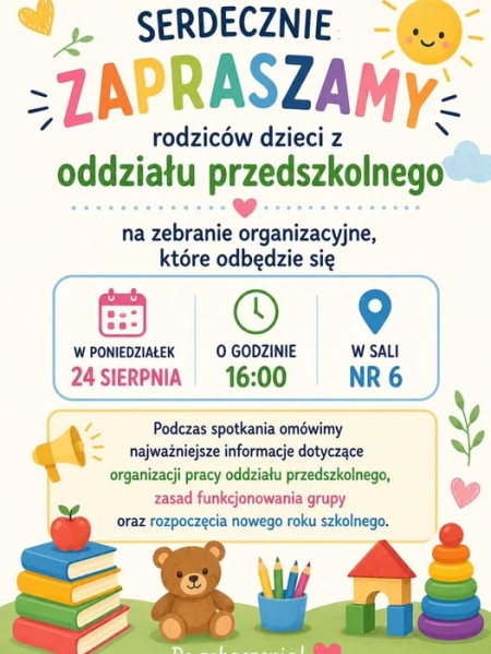 Zebranie organizacyjne przedszkola